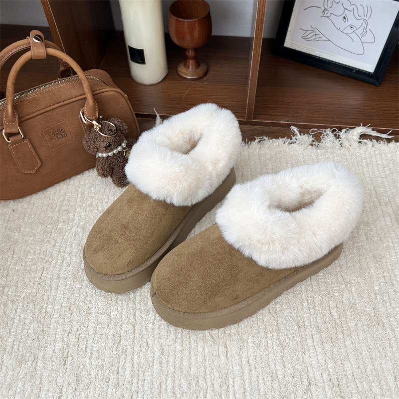 Hot new free shipping designer boots for womens khaki brown New winter versatile and fashionable low top snow boots with fleece large size 35-43