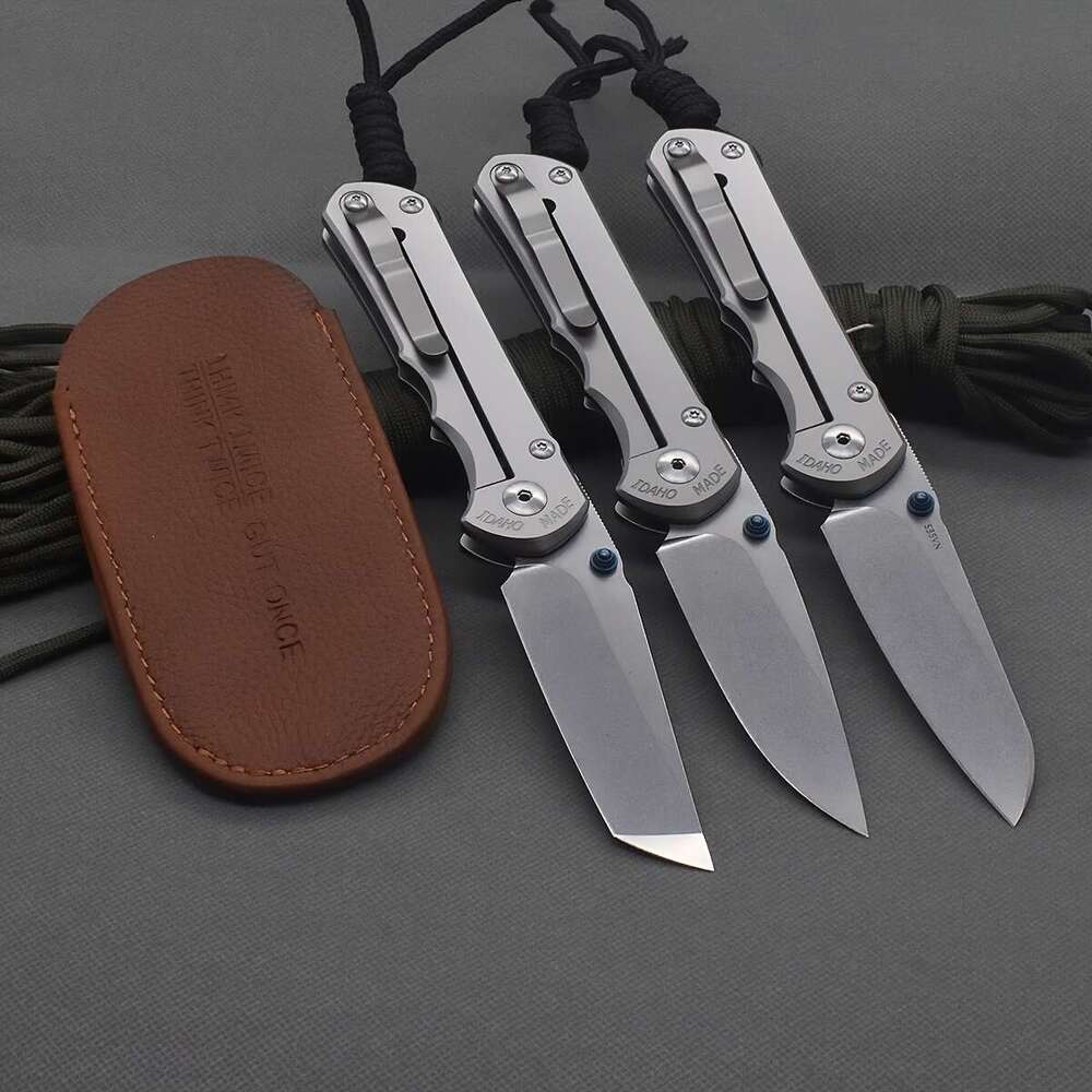 1pc Tactical Folding knife with S35VN Steel Blade Full-Titanium construction, Spear Point, V-Ground Edge, ambidextrous design, lanyard hole Outdoor, H