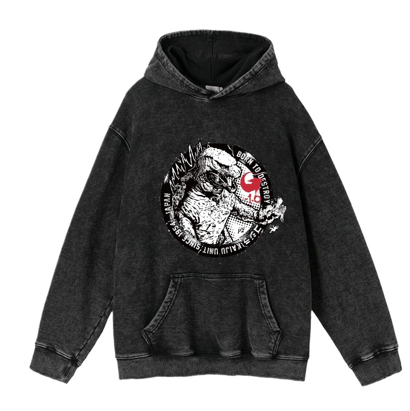 440g Heavyweight Washed Vintage Anime Street Retro Cotton Hoodie Streetwear Hooded Sweatshirt - TT8342