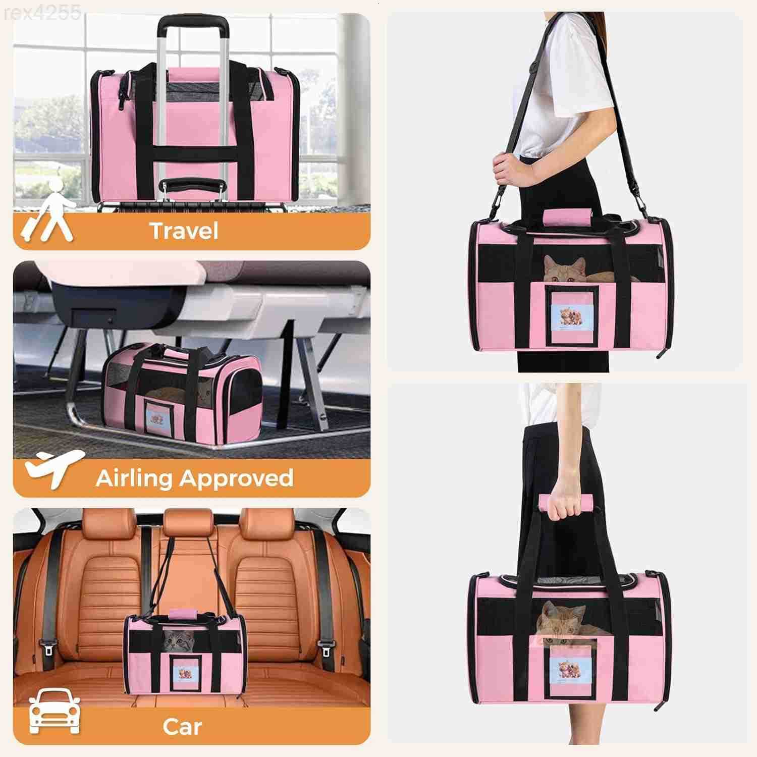Cat Carrier Dog Carrier for Small Dog Medium CatsPet Travel Bag Puppies up to 15 LbsTSA Airline Approved Cat Carrier SoftW250904