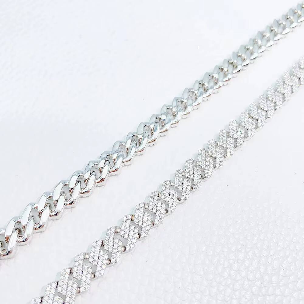925 Sterling Silver 14K White Gold Plated High Quality Diamond Cuban Chain Mens Hip Hop Style Iced VVS Fine Chokers Necklaces