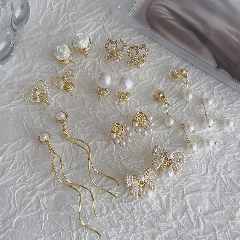 Mosquito Coil Ear Clips Non-pierced Women High-end Pearl Earrings French Style Ear Jewelry Wholesale Ins Designer Luxury Free Shipping Light Luxury Si