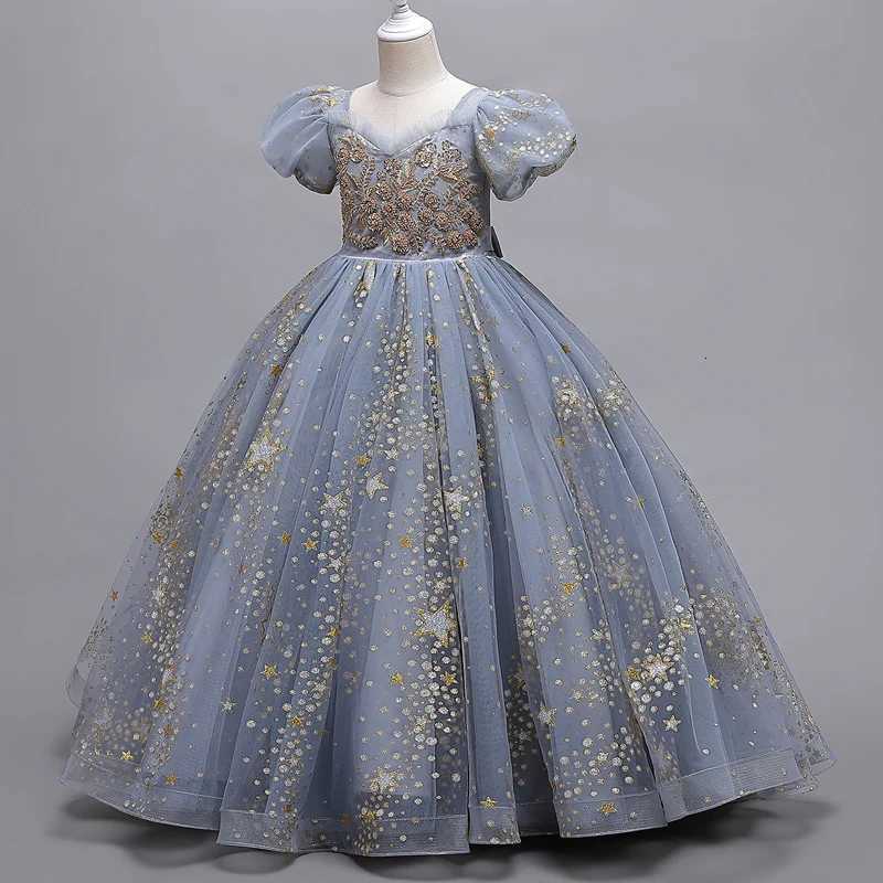 8905 Girls Flower Wedding Dress Long Sleeveless Summer Princess Rainbow Host Gift Performance Program Z250904