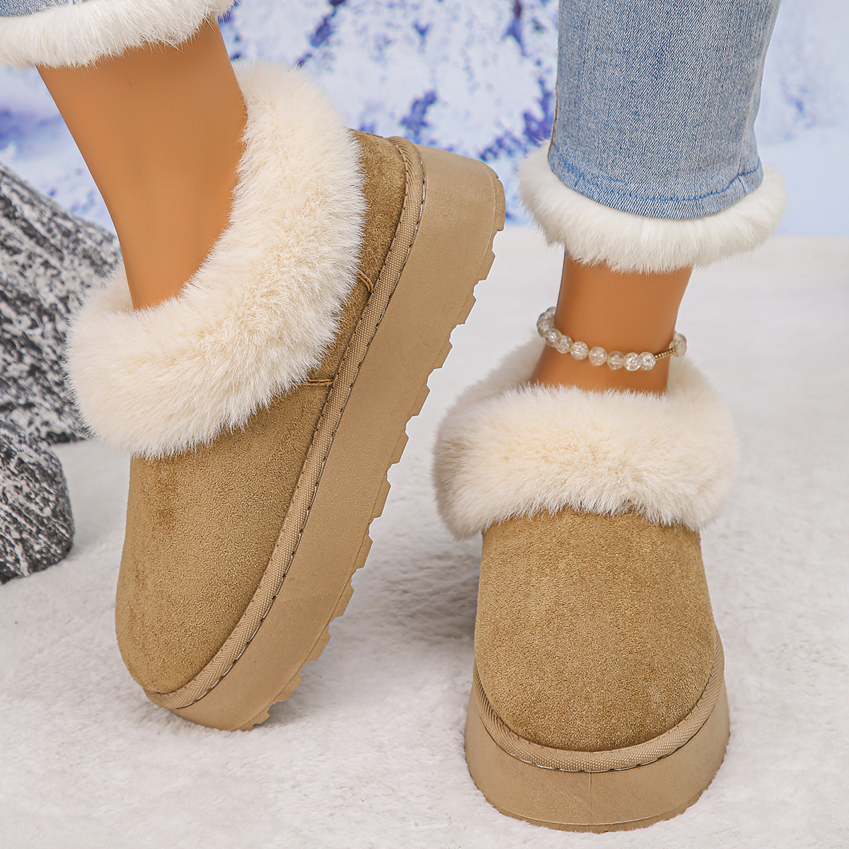 Low-top insulated thick-walled warm snow boots, winter short boots, cotton shoes