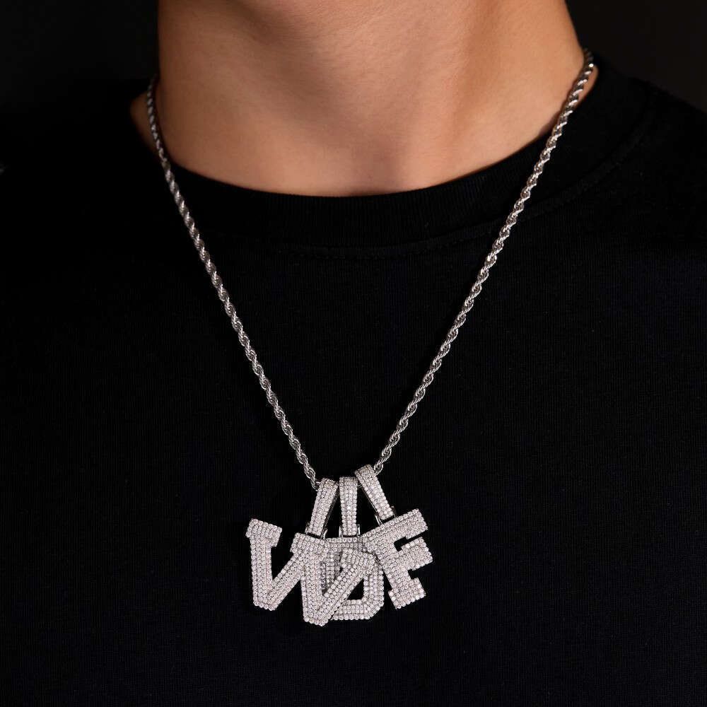 Hip-Hop Iced Moissanite A-z Initial Pure Sier Jewelry Men's Letter Pendant Free of charge delivery