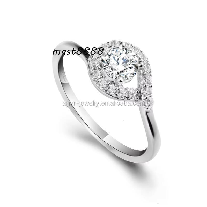 Hola Jewelry Womens Wedding Ring 925 Silver Micro Insert Prong Setting CZ Zircon Geometric Cluster Engagement