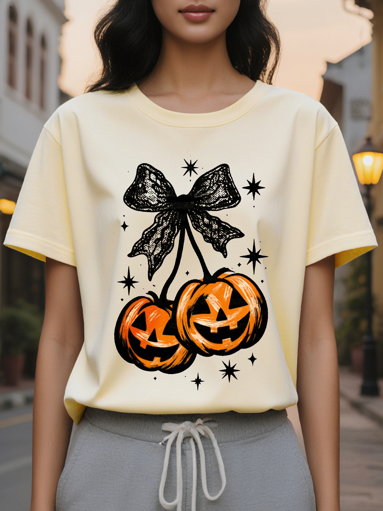 Large XL Women S Pumpkin Bat Graphic Sweatshirt Beige Loose Fit Pullover with Jack O Lanterns Round Neck Top for Party Plus Size