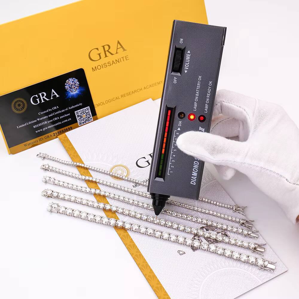 Wholesale Quality Hip Hop Trendy Unisex 925 Sterling Silver Vvs Diamond Tennis Chain Bracelet Mens Mossanite Moissanite Gift