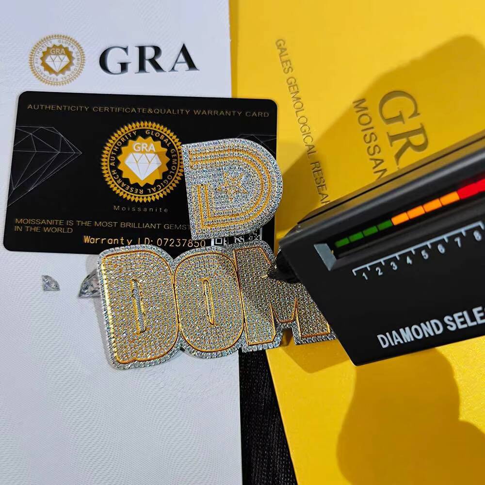 Nuoya Custom VVS Moissanite Pendant 925 Sterling Silver Hip Hop Jewelry High Quality Pass Diamond Tester Letter Pendant for Gift