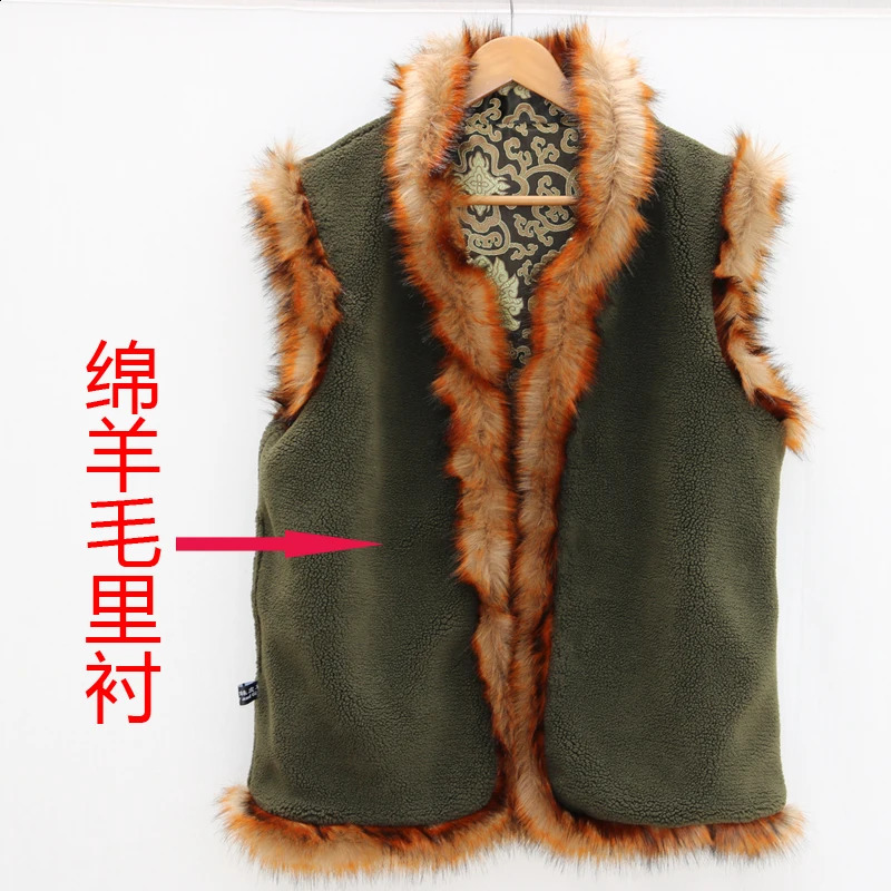 Autumn and winter mens fur coat short fox vest retro local rich owner Kang Shoutang performance clothes 250904