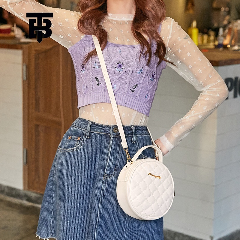 TB BHULAMTE Designer Fashion Women's Bag Summer New Sweet Girl Luxury Bag Style Small Round Bag Quilted Embroidery Small Bag Crossbody Bag