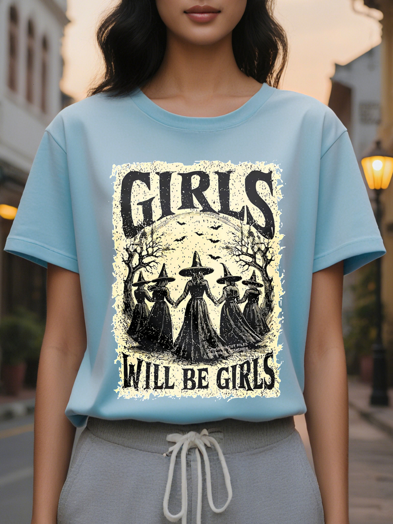 Large XL Women S Witchcraft Graphic T-Shirt Dark Gothic Vintage Tee with WILL BE Witches Text Soft Shirt Halloween Witch Themed Plus Size