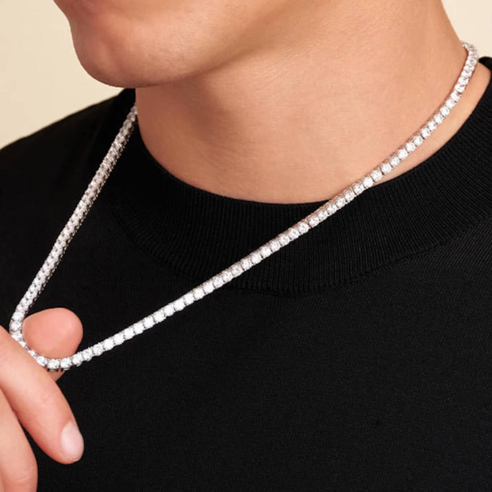 IGI Certified 14k White Gold Plated Diamond Tennis Link Chain Unisex Fine Necklaces with Stylish Flower Design