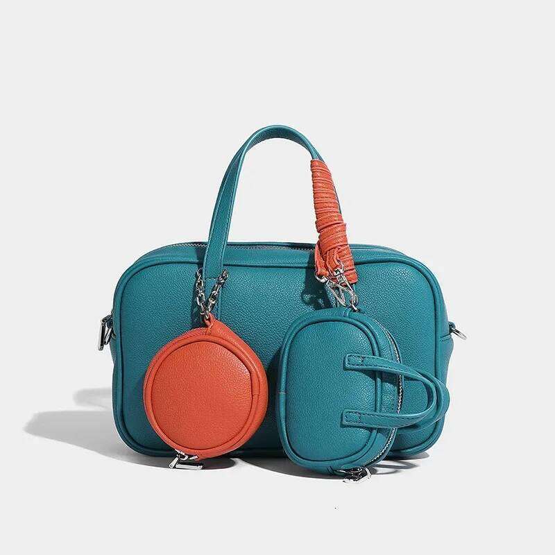 Designer Bowling with Two Matching Wallets Boston Crossbody Shoulder Bags Niche Fashion Color Contrasting Tote Bag Handbagluxury bag tote bag