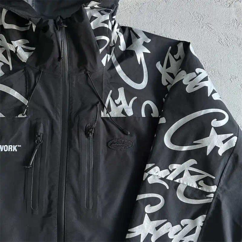 Men's Jackets Reflective Windproof Jaet Youth Faion Teenagers All Seasons Long Sve Zipper Closure Hooded Coat UKDRIPDRILL