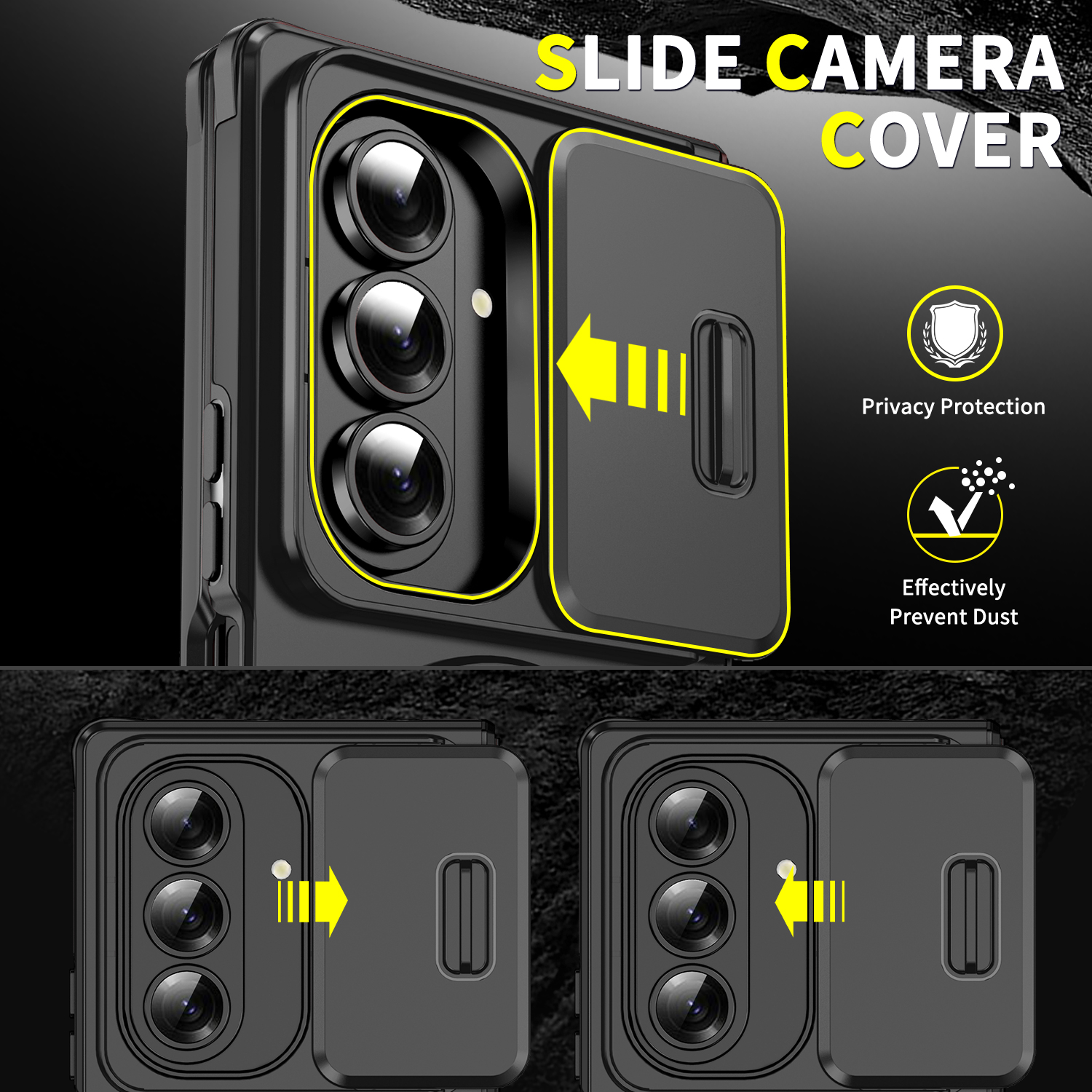 Luxury Heavy Duty Rugged Armor Slide Camera Protection Case Magnetic Car Bracket Ring Stand Shockproof Cover For iPhone Duo Samsung Z Flip 6 7 8 Ultra - view 8