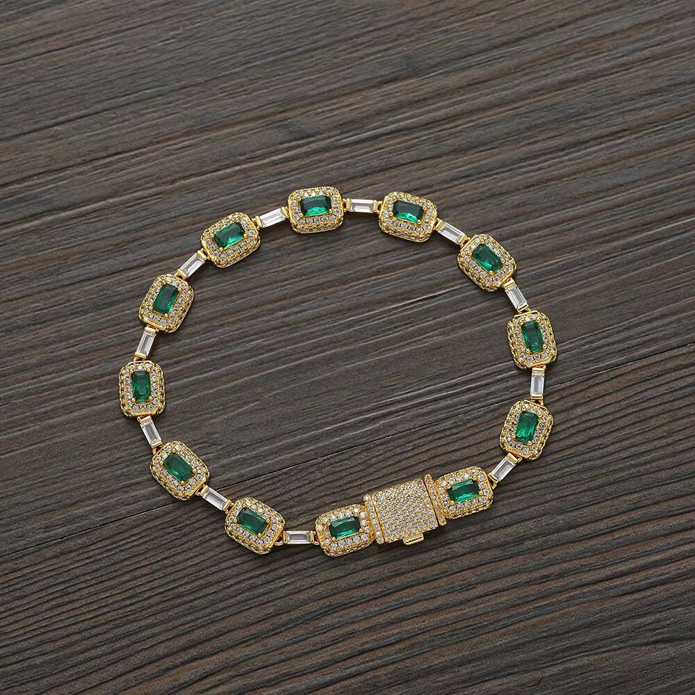 BB049 Unisex Cuban chain 925 silver inlaid diamond necklace; Hip-hop bracelet