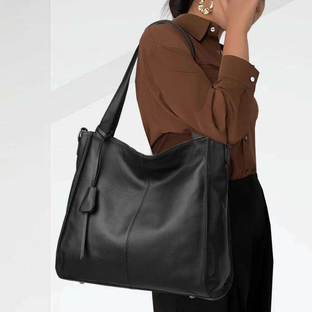 Leather For Women, Large Capacity Commuter Tote Wide Strap Shoulder Crossbody Bag, Bucket Bag