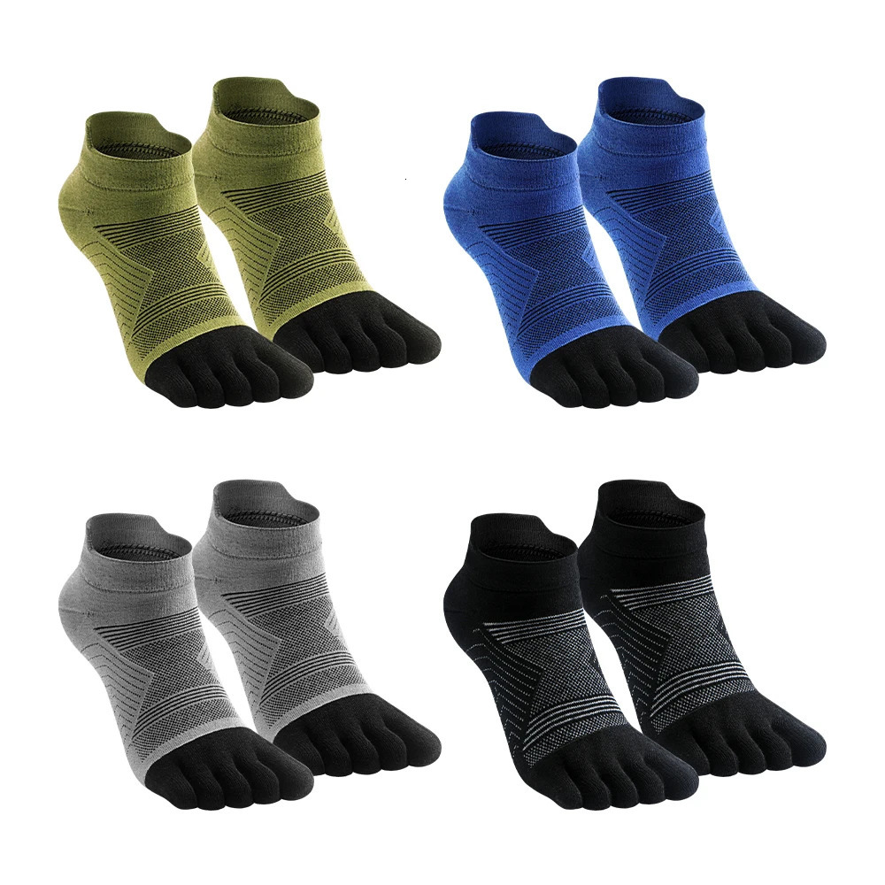 Merino Wool Hiking Socks Thermal Warm Moisture Absorption Toe Socks For Ski Climbing Running Breathable Thick Sport Toe Socks 250903