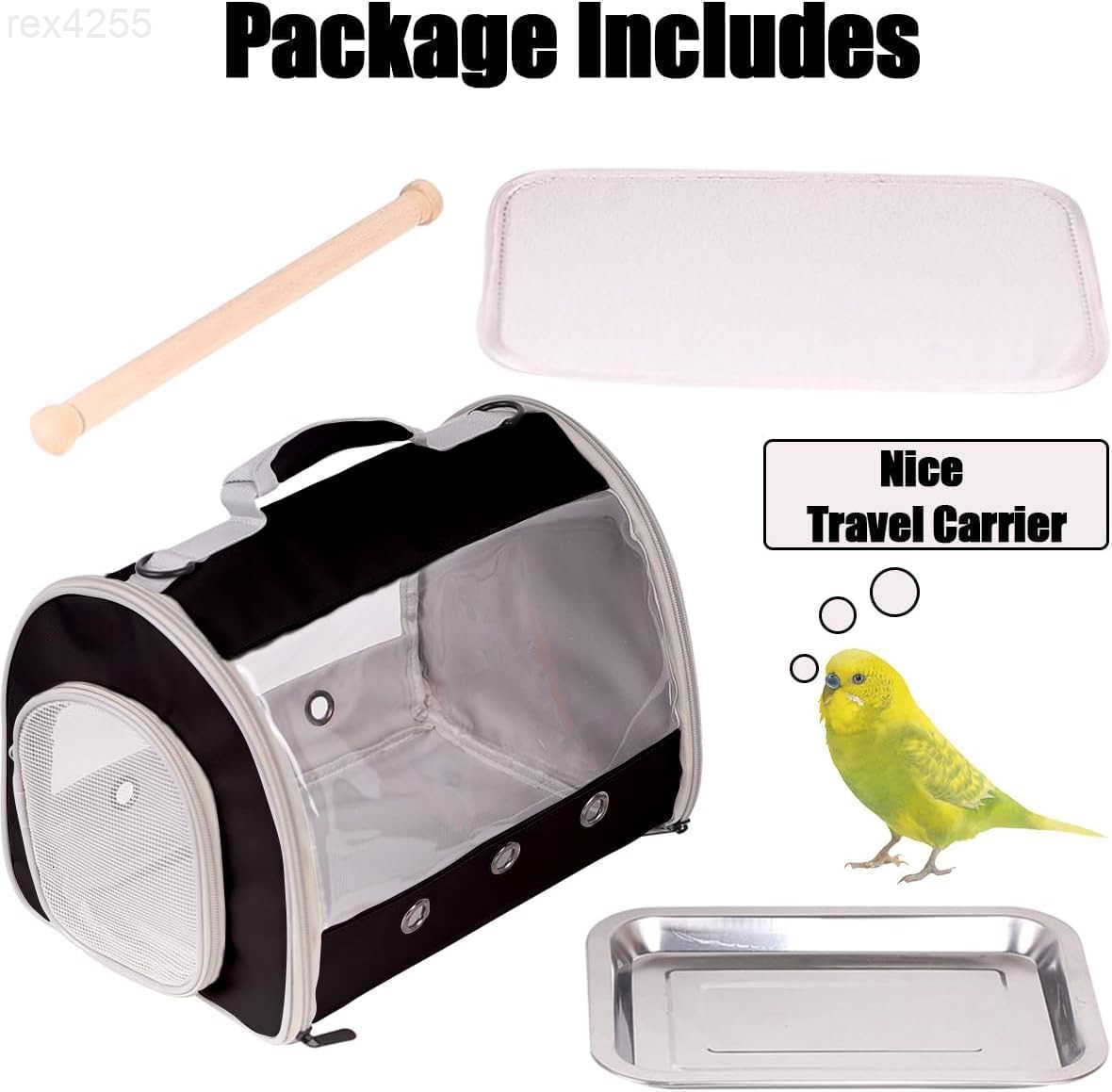 Small Bird Travel Cage Carrier Portable Parrot Parakeet Carrier with Standing Perch and Comfy Mat Budgies Carry Transport Bag for Vet Visit Shopping a