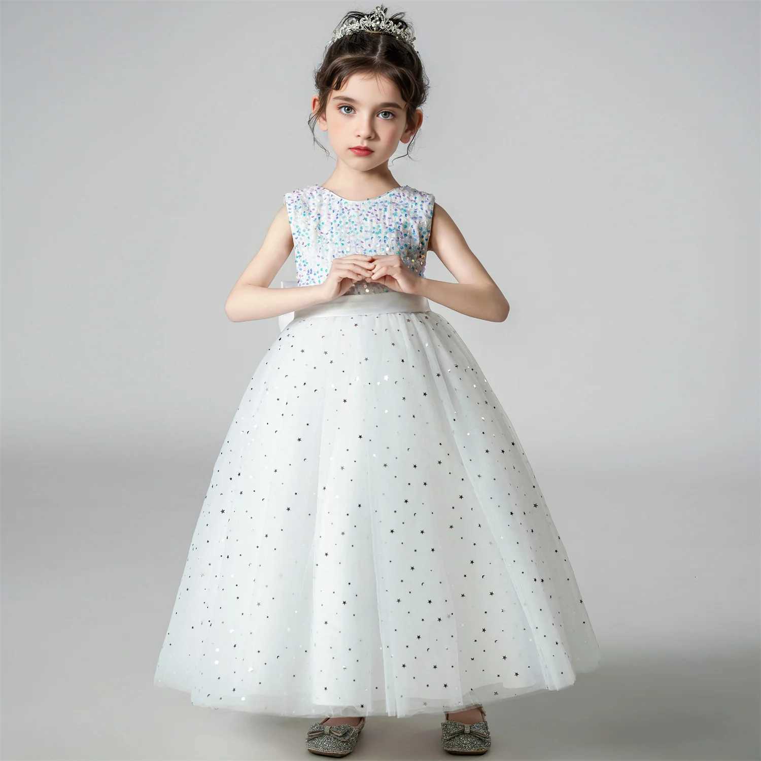 Kids Dress For Girls Wedding Mesh Long Girl Dress Elegant Princess Party Pageant Formal Gown Dress For Teen Children Z250904