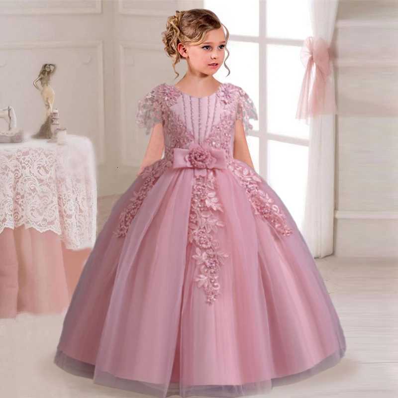 2025 New Elegant Girl Wedding Dress Embroidered Mesh Princess Dress 4-12 Years Old Girl Graduation Party Prom Evening Dress Z250904