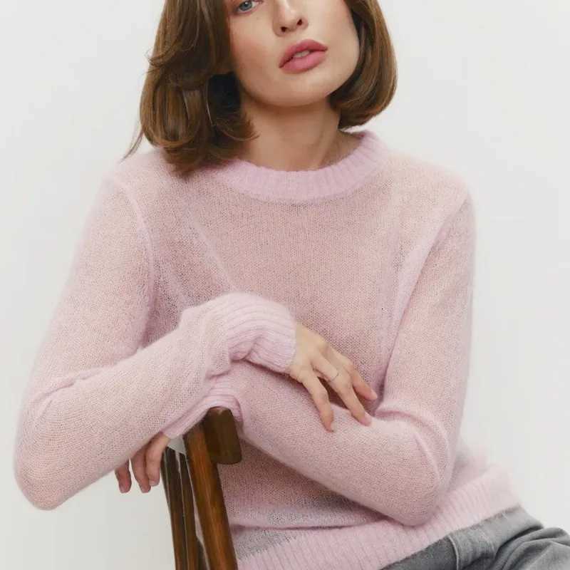 Talenza Round Neck Knit Pullover Women Summer Casual Solid Long Sleeve Shirt Top 2025 Loose High Street Office Lady Sweater Top M250904