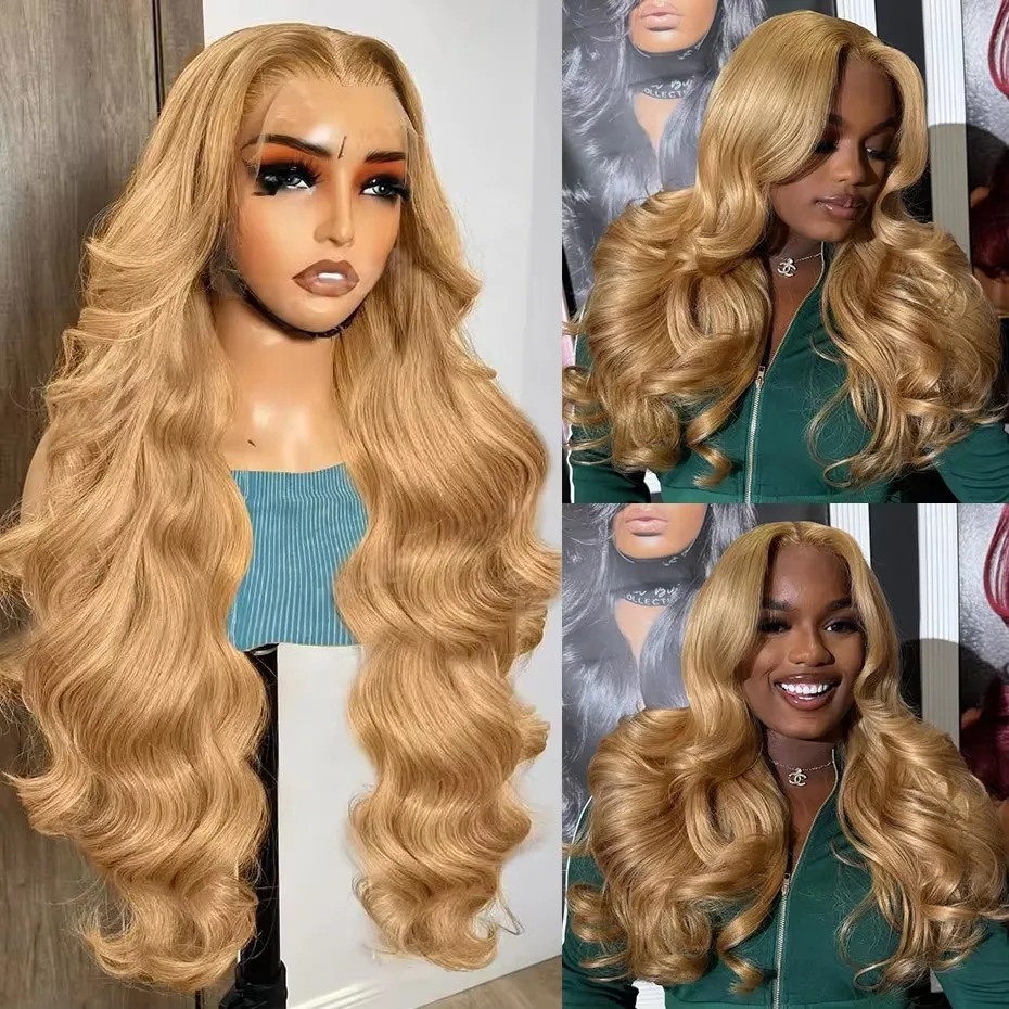 Body Wave Human Hair Wigs 13x6 Hd Lace Frontal Wig Honey Blonde Lace Front Wig Brazilian Gluelesss 27 Blonde Colored Wigs for Women Pre Plucked