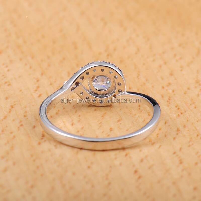 Hola Jewelry Womens Wedding Ring 925 Silver Micro Insert Prong Setting CZ Zircon Geometric Cluster Engagement