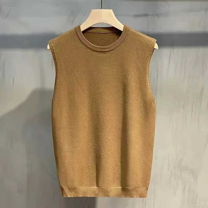 Autumnr and Winter Mens Knitted Vest Solid Color Waistcoat Sleeveless Korean Style Sweaters Male Loose Fit Harajuku KnitwearXJ250904