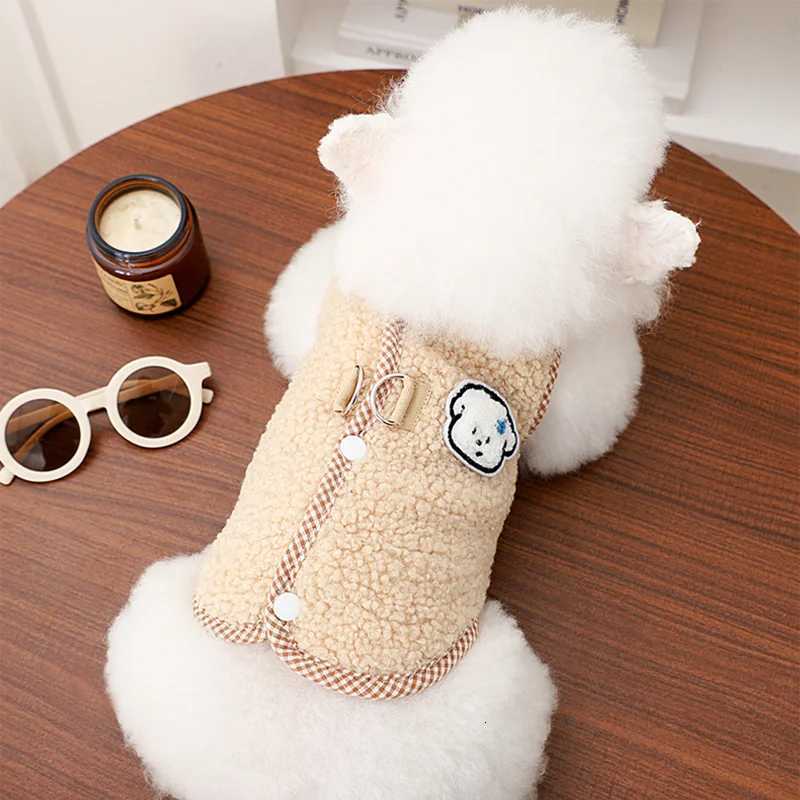Animal Pattern Dog Clothes Bichon Frise Warm Vest Teddy Winter Solid Color Open Button Shirt Yorkshire Cartoon et W250904