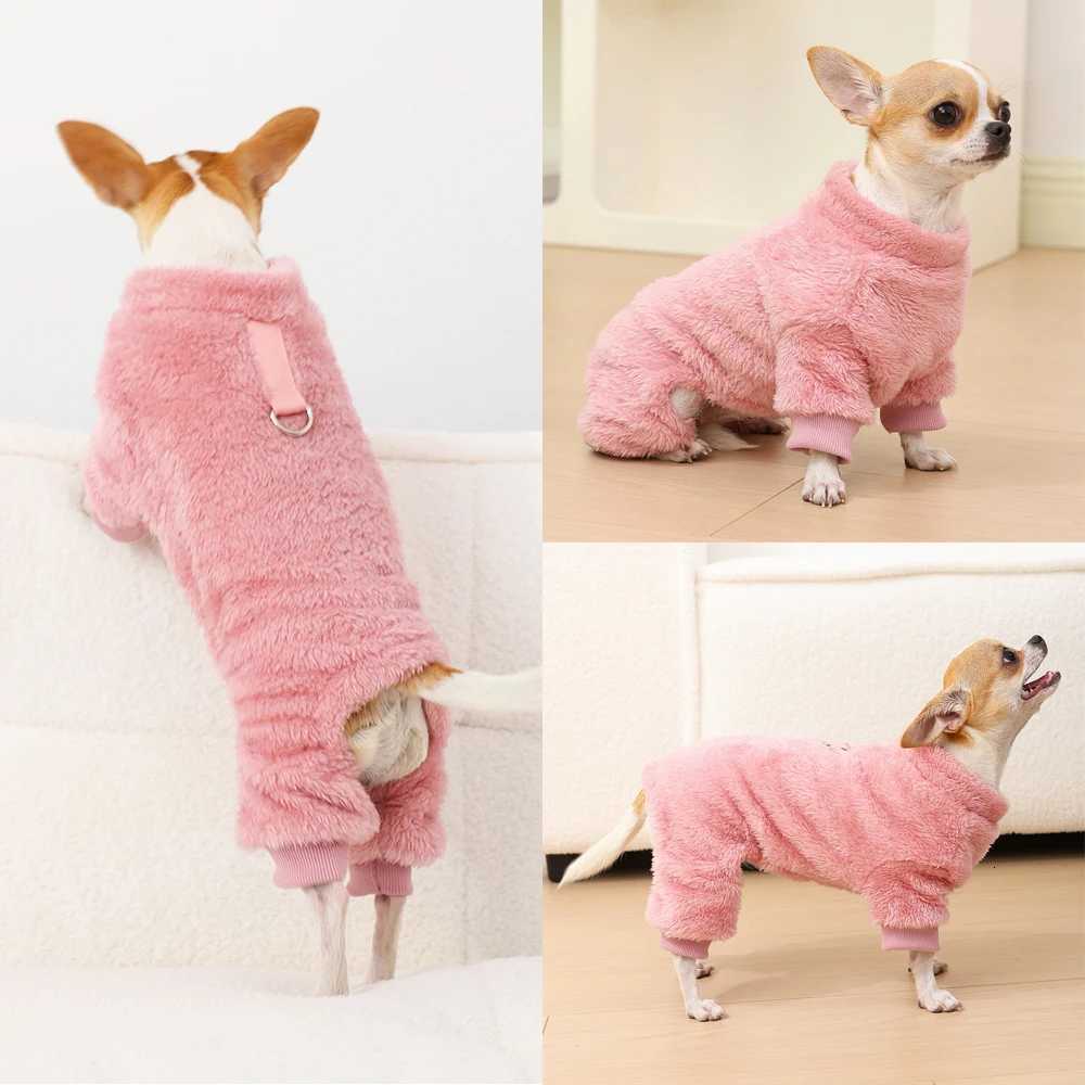 Winter Fleece Warm Dog Clothes Winter Soft Cozy Puppy Jumpsuit Plush Winter Dring Overall For Small Medium Pet Vest Coat Cats W250904
