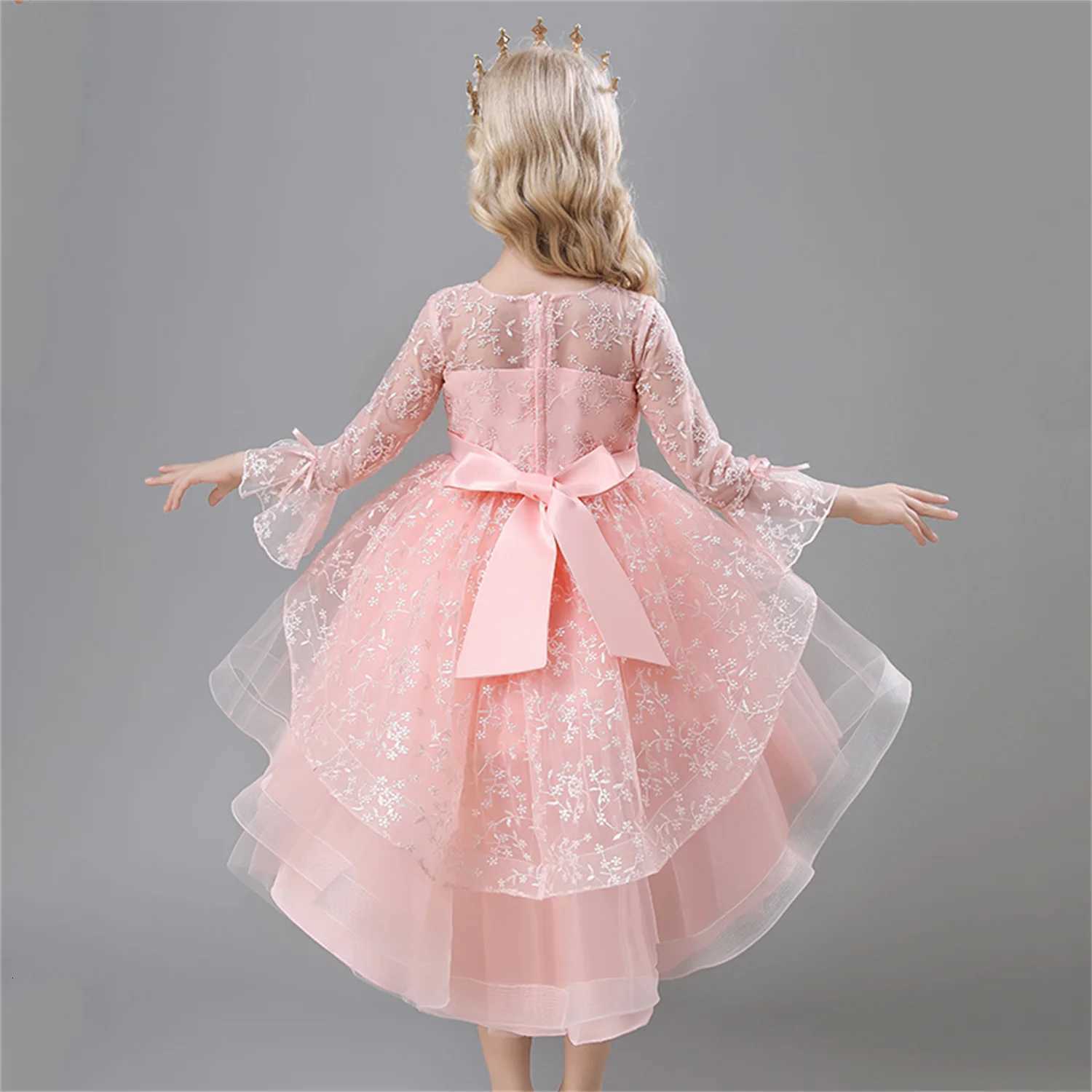 Flower Girls Princess Dresses Baby Wedding Christmas Party Trailing Dress Teenager Children Kids Elegant Vestidos For 3-12Years Z250904