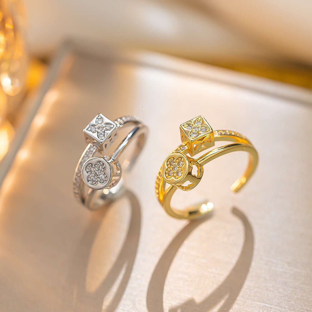 DH collections Korean Dongdaemun - inspired Double - layer Micro - inlaid Cubic Zirconia Ring for Women. This minimalist