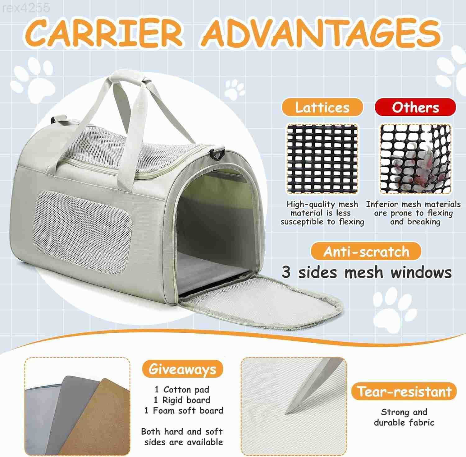 Large Cat Carrier SoftDog Carrier Airline Approved with Soft SidedDog Carriers for Small DogsMesh Pet Carrier Holds up to 20lbsGreenW250904