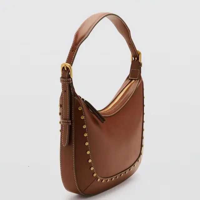 Womens Small Studded Shoulder Bag Fashionable Top Handle HalfMoon HandBag Design for Everyday Style Punk Inspired Z250903