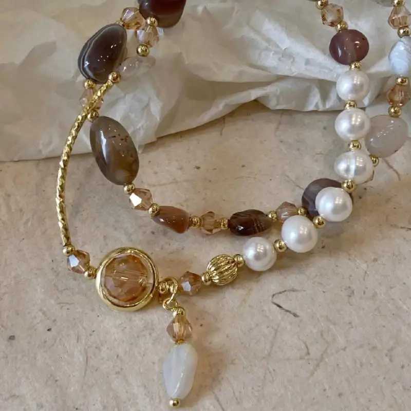 Fashion Double Layered Crystal Pearl Splicing Beaded Bracelets for Women Ethnic Crystal Beads Wr Bracelet Bangle Jewelry GiftsXJ250904