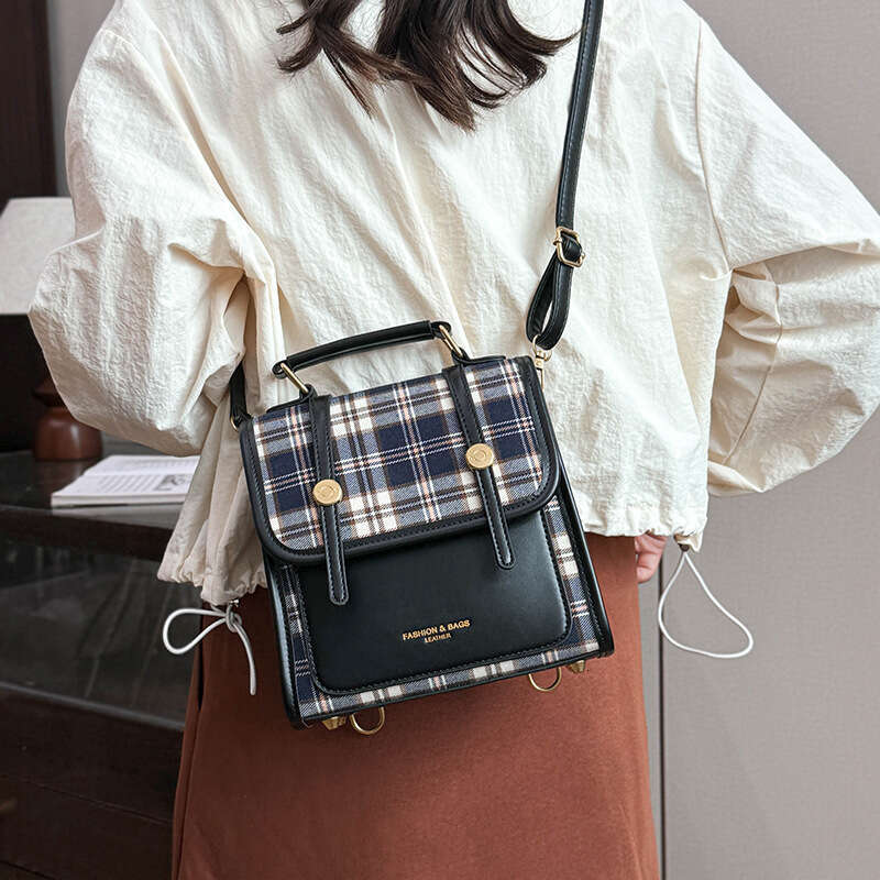 2025 New Women's Color-Block Handbag and Backpack Niche Design British Style Versatile Bag