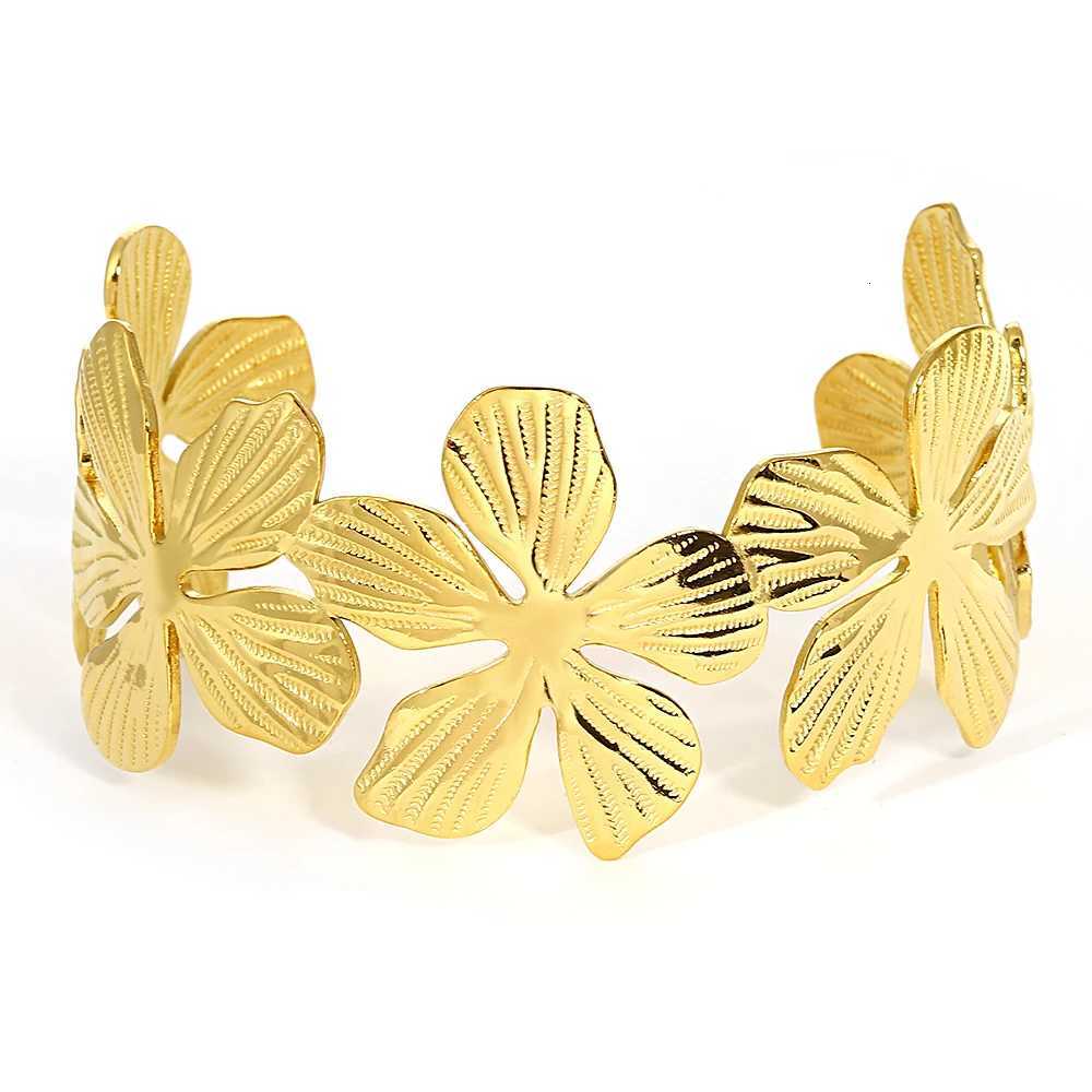 AENSOA Exaggerated Version Stainless Steel Charm Wide Bracelet for Women Trend Golden Shower Real Thick Cuff Bangle Y250904