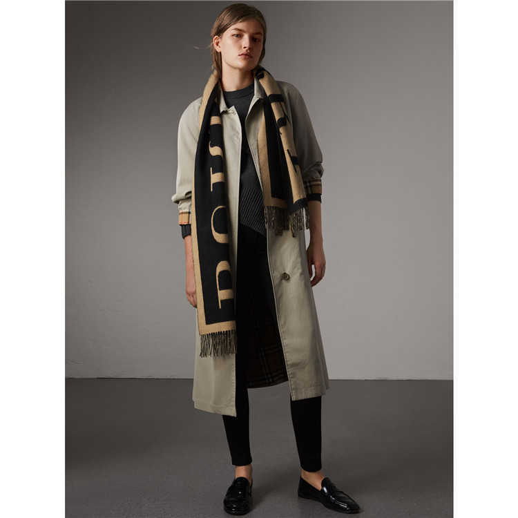 British couples two color double face letter printed cashmere wool mink scarf L250904 2189L