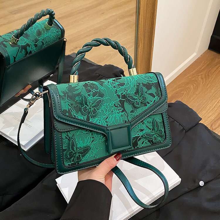 DHEssentials 2025 Butterfly Embroidered Square Bag Minimalist Luxury Shoulder Purse