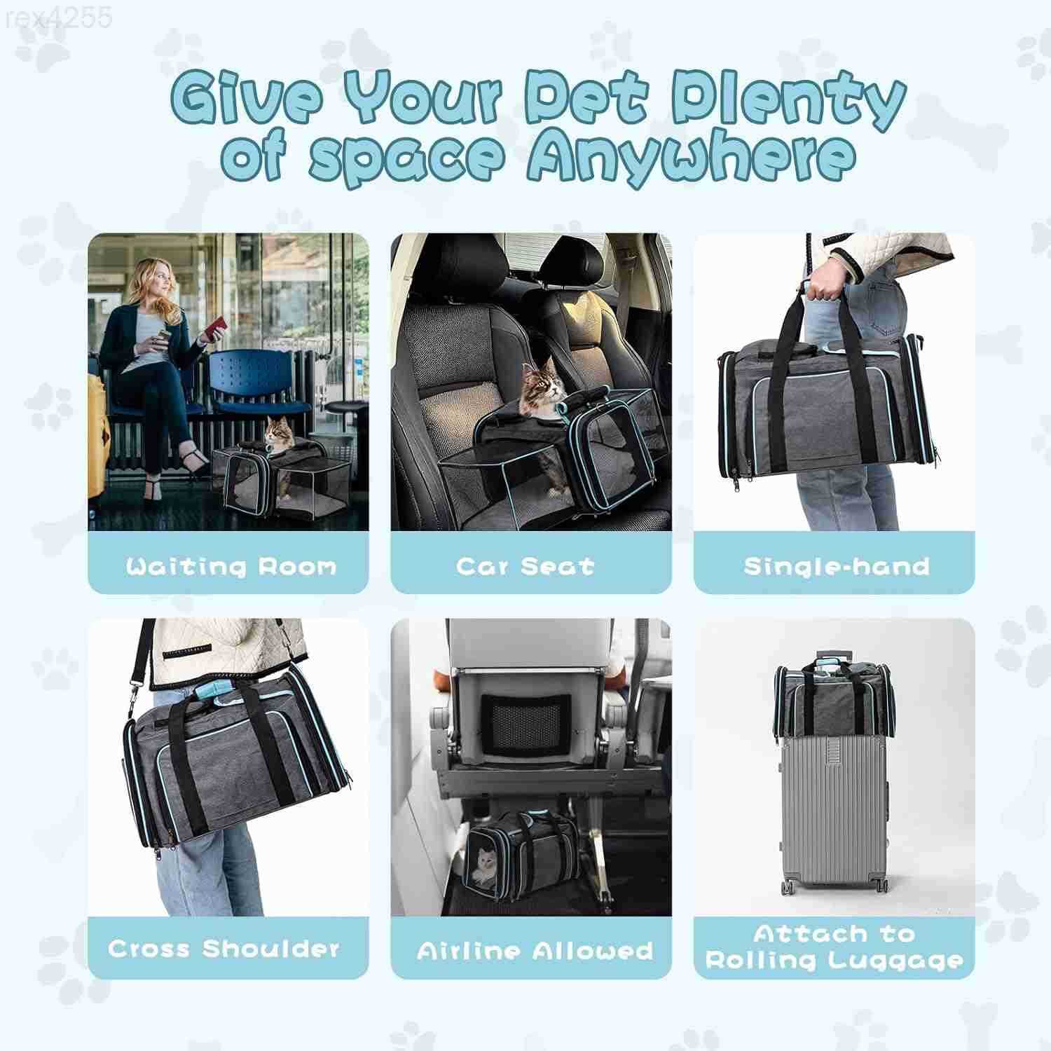 Dog Cat Carrier Airline Approved Soft Pet Carrier Breathable Collapsible Design Ideal for Small Dogs Cats Rabbits and Other Small Animals Larger ExW25