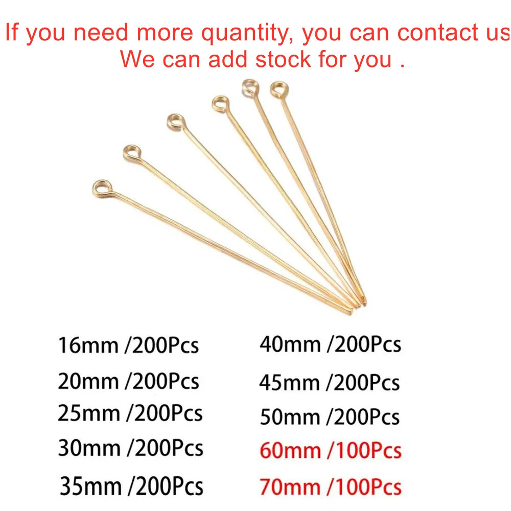 100200PcsLot 1070mm Heads Eye Flat Head Pin Gold Plated Ball Pins for Jewelry Findings Making Accessories Supplies 250828