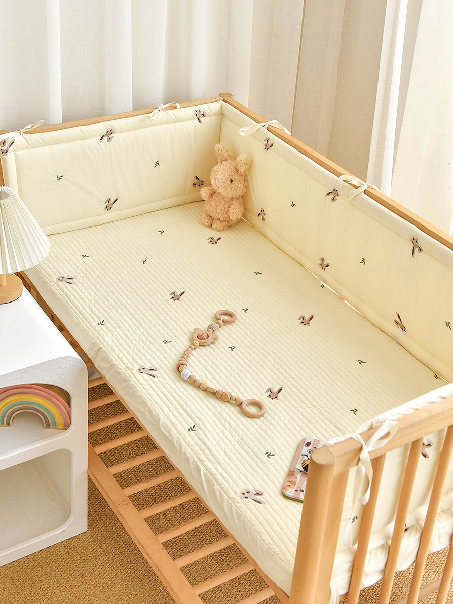 Baby Crib Cotton Bumper born Cartoon Embroidery Cushion Soft Pack Child AntiCollision Strip AntiFall Fence Barrier 250902