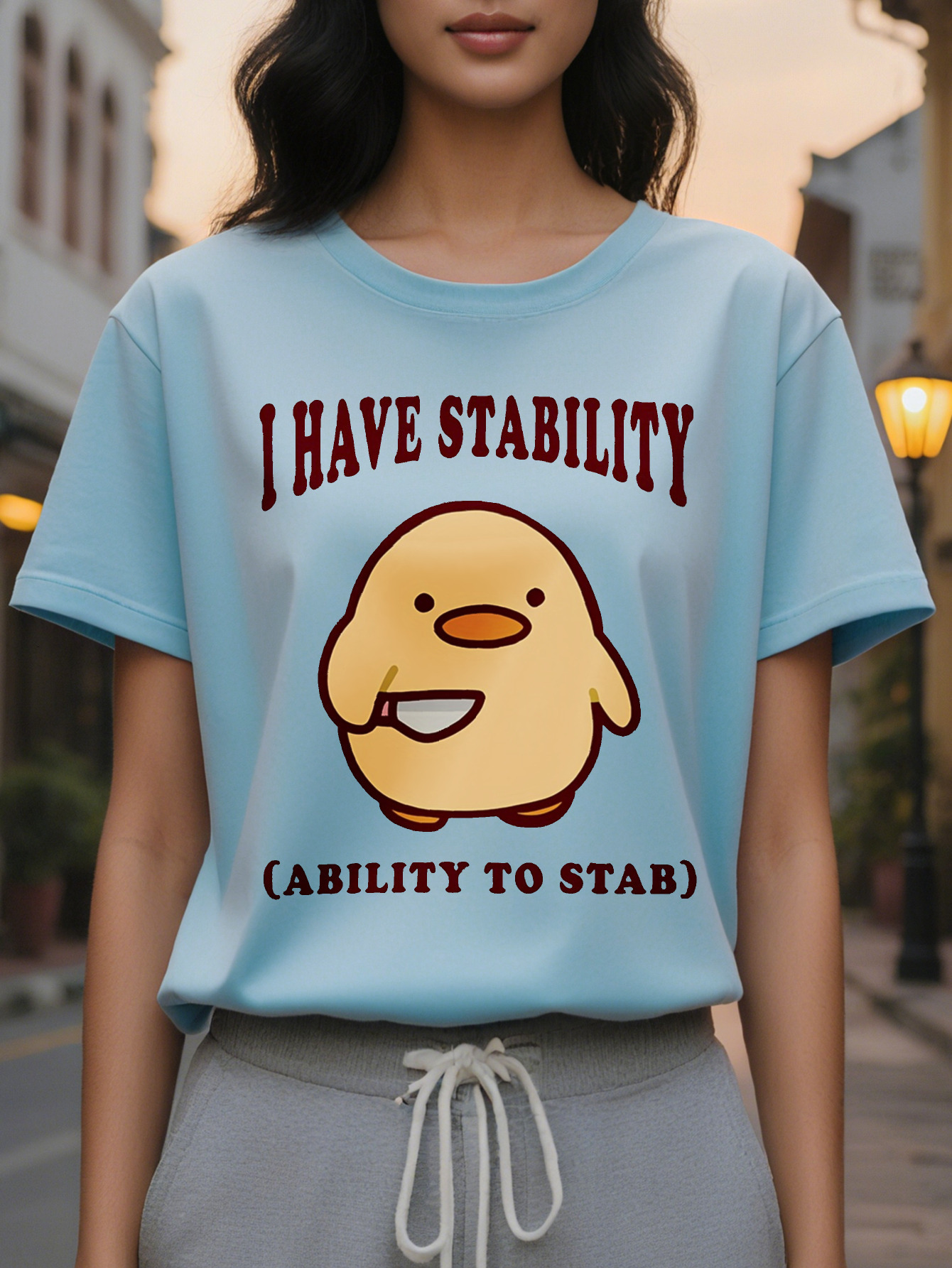 1 HAVE STABILITY American Style Printed Pattern Fashion Round Neck Short Sleeve T-Shirt Spring and Summer New Slim Fit