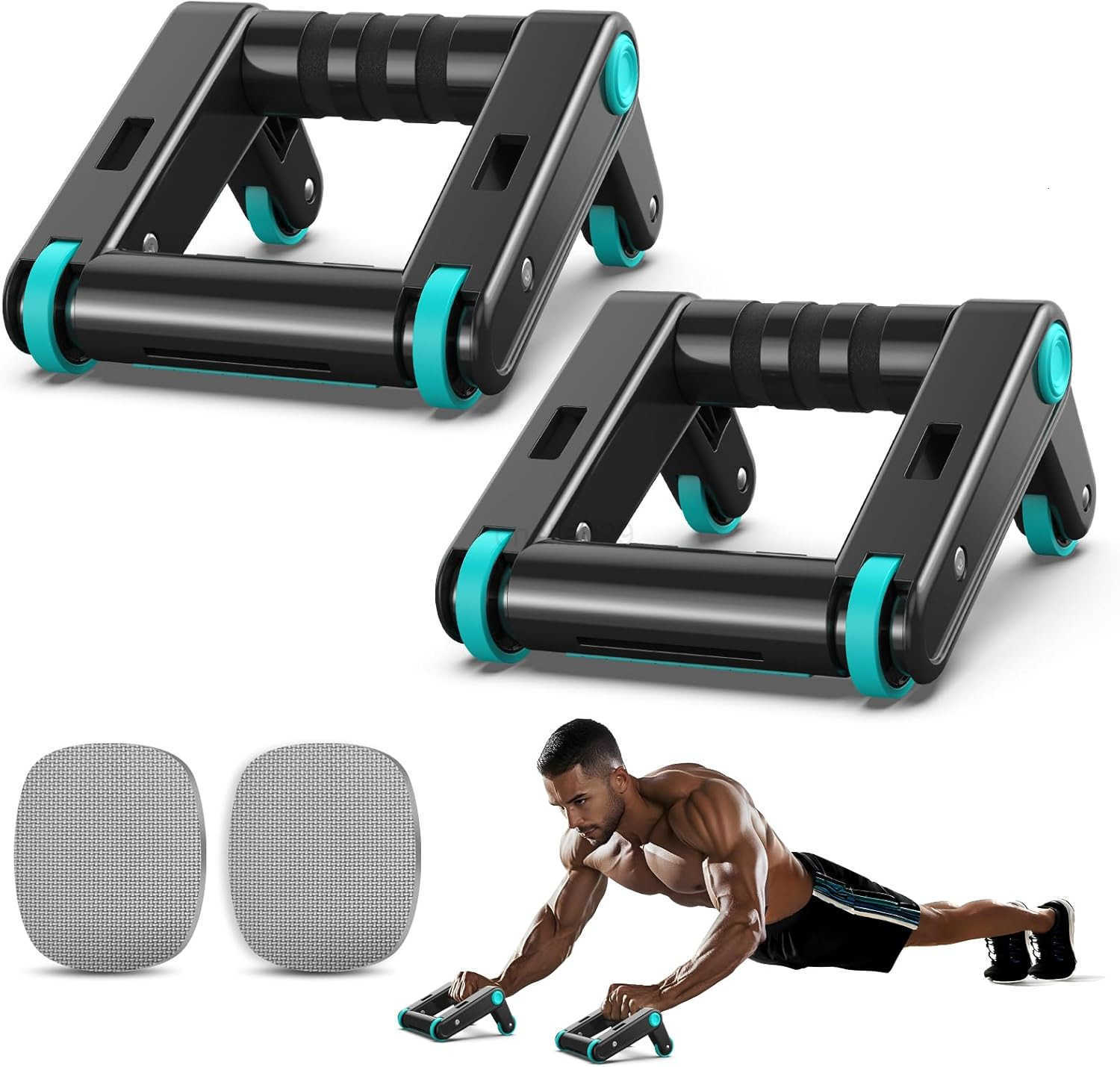 Ab Roller Wheel 2In1 Exercise Roller Wheels PushUp Bar Abdominal Exercise Machine Ab Workout Equipment for Core Strength Training Abs Exercise Roller 