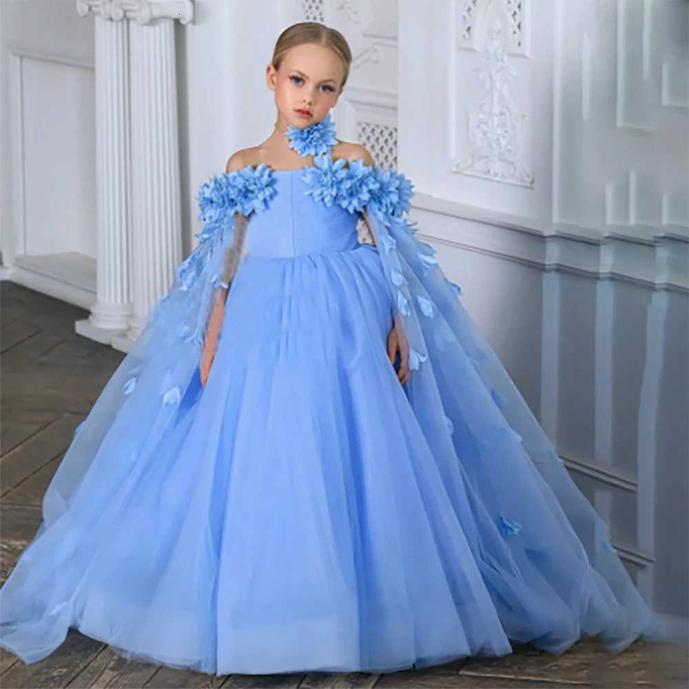 Flower Wedding Party Dress For Girls Kids Princess Tutu Dresses Girl Fashion Lace Birthday Clothes Summer Evening New Prom Gown Z250904