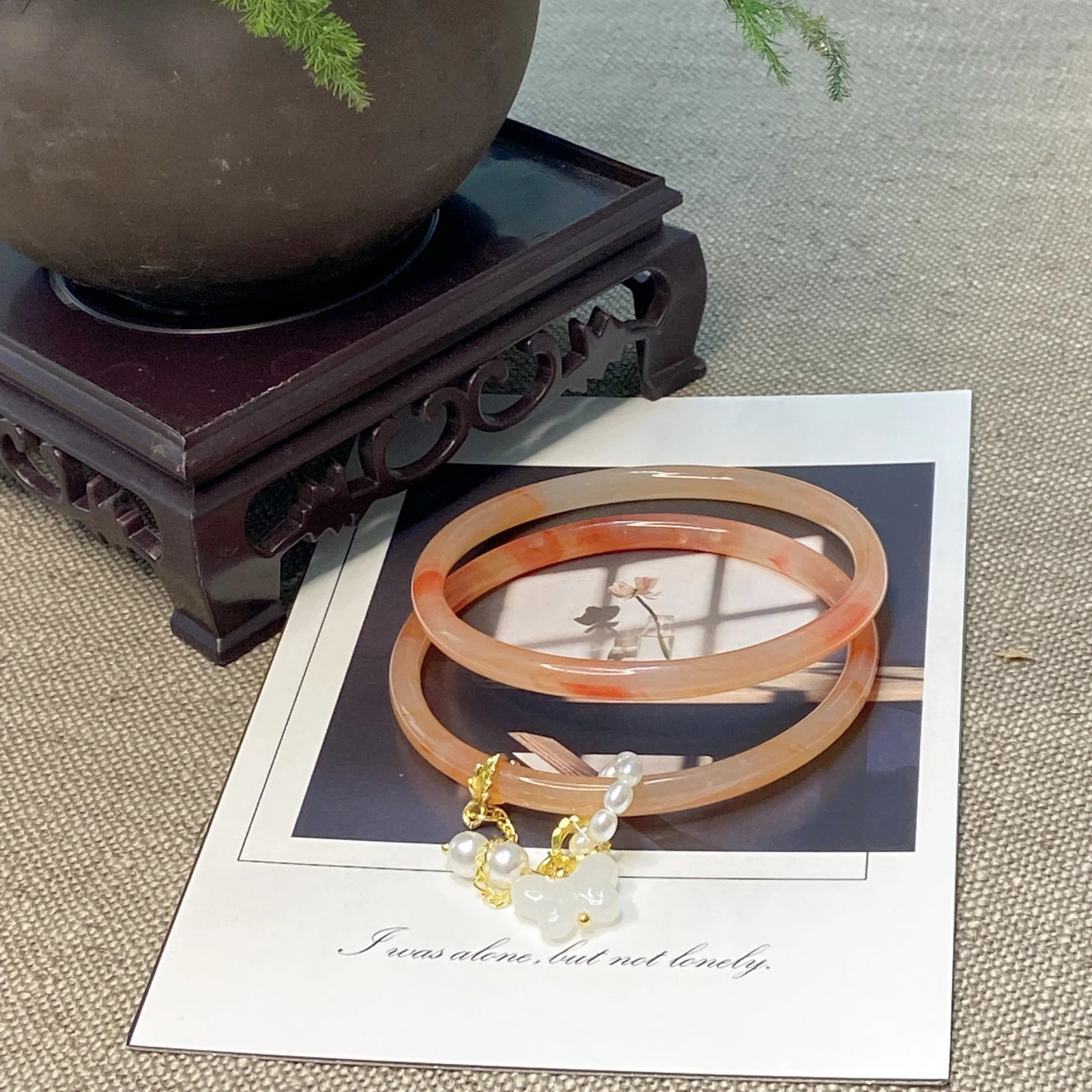 2PcsSet Natural Jade Jingle Butterfly Jelly Bangles Retro Simple Girl Antique Glass Bracelet Womens Jewelry Gifts 250903