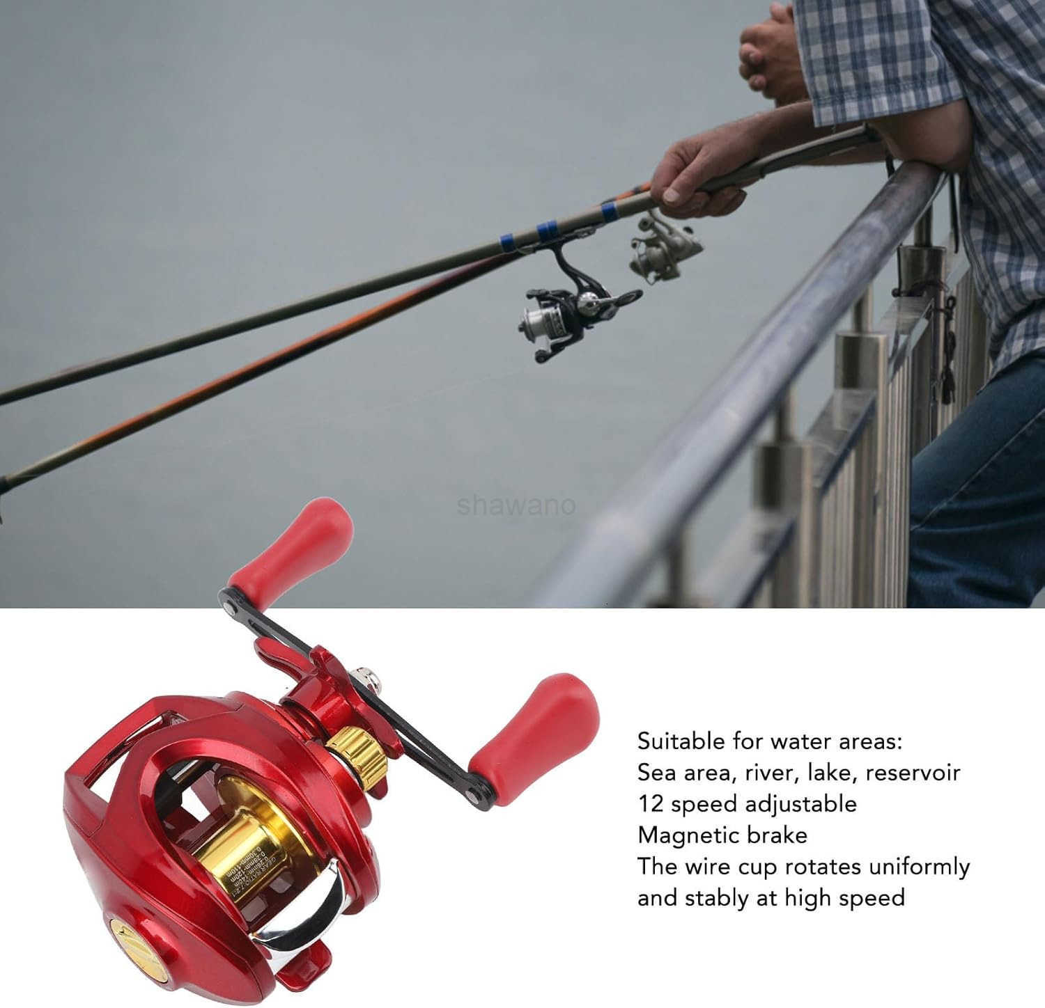 Baitcasting Wheel Smoothly Casting Retrieving Metal Fishing Reel for Sea Lake River W250904