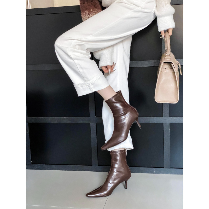 2025 Designer's New Pointed Stiletto High Heels Fashion Short Boots